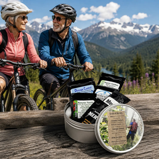 seniors biking with grab and go kit rom Cloud 9 Naturally