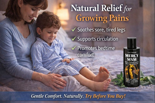 Natural growing pains relief for children using Mercy MSM by Cloud 9 Naturally