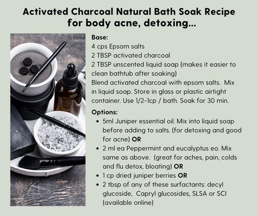 The BEST Activated Charcoal Bath Soak DIY recipe for treating body acne or detoxing