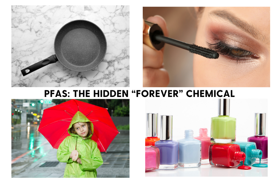 nON STICK PAN, MASCARA, RAINCOAT AND UMBRELLA, nail polish containing PFAS chemicals