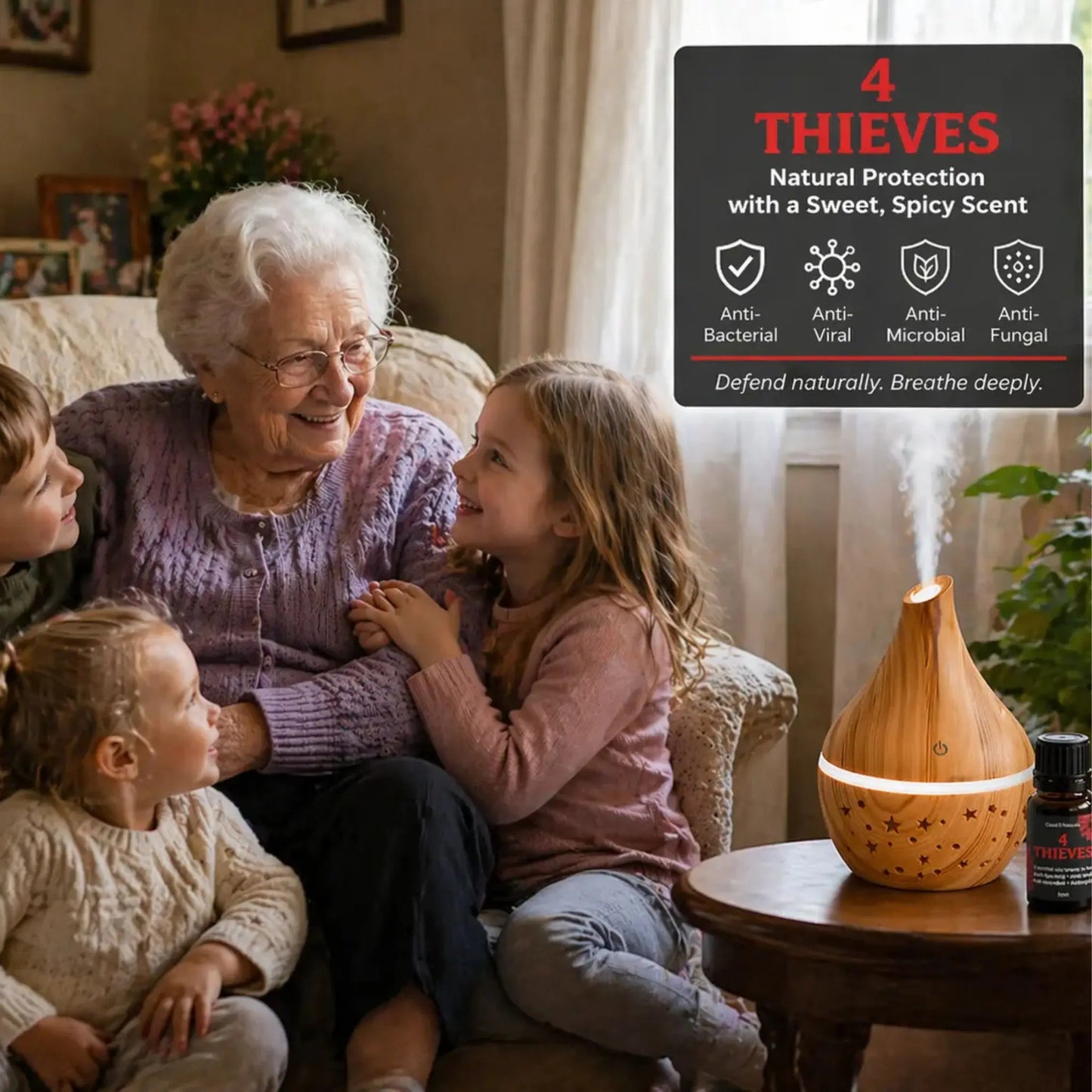 4 Thieves  and diffuser with grandma and grandkids