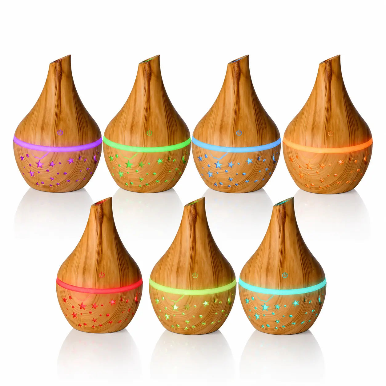 7 colours of diffuser with moon and star cut outs.