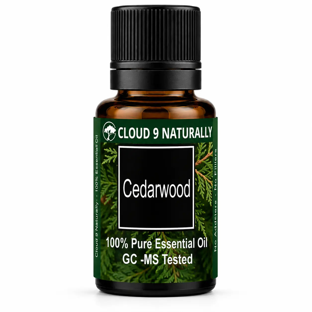 Cedarwood essential Oil on white background