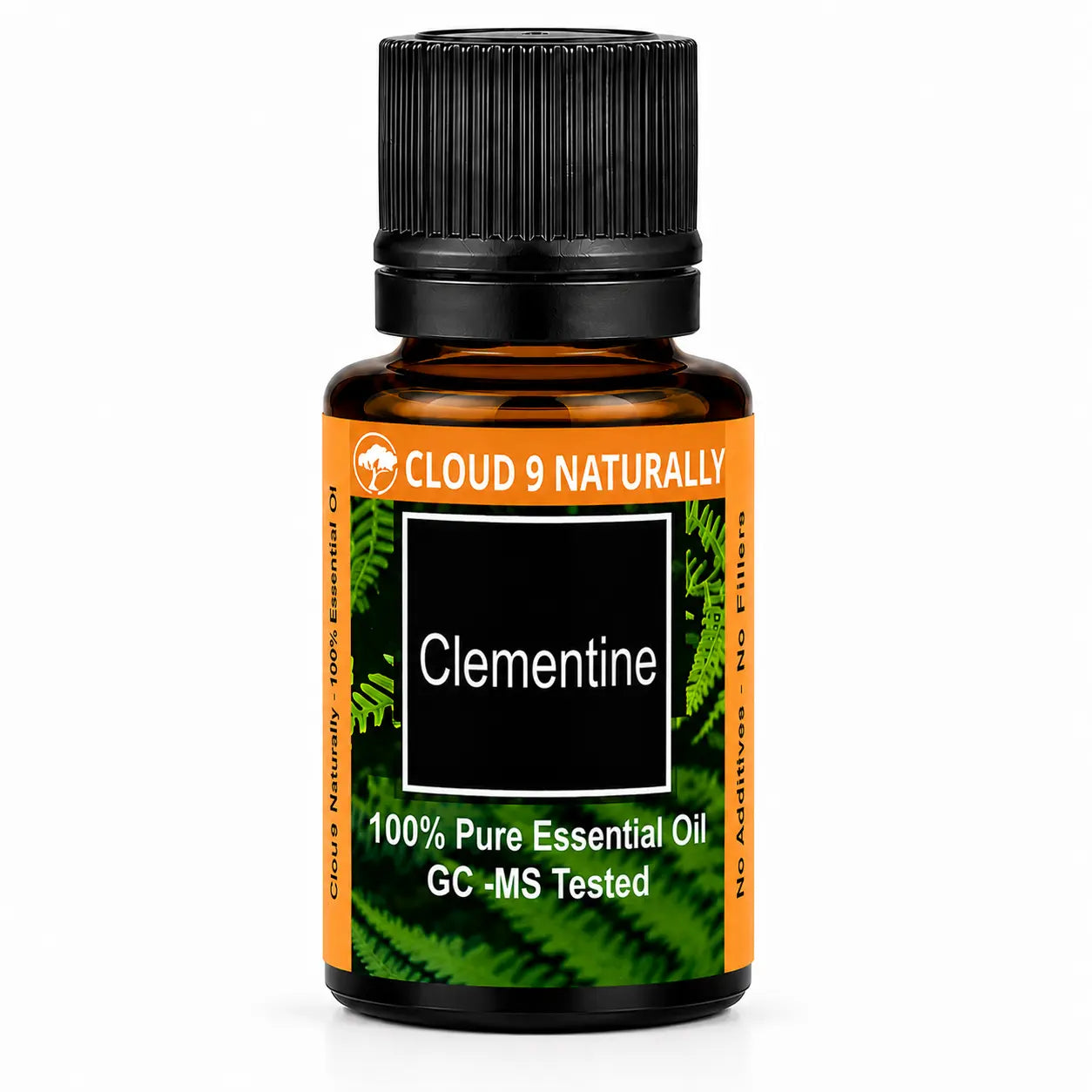 Clementine essential Oil on white background