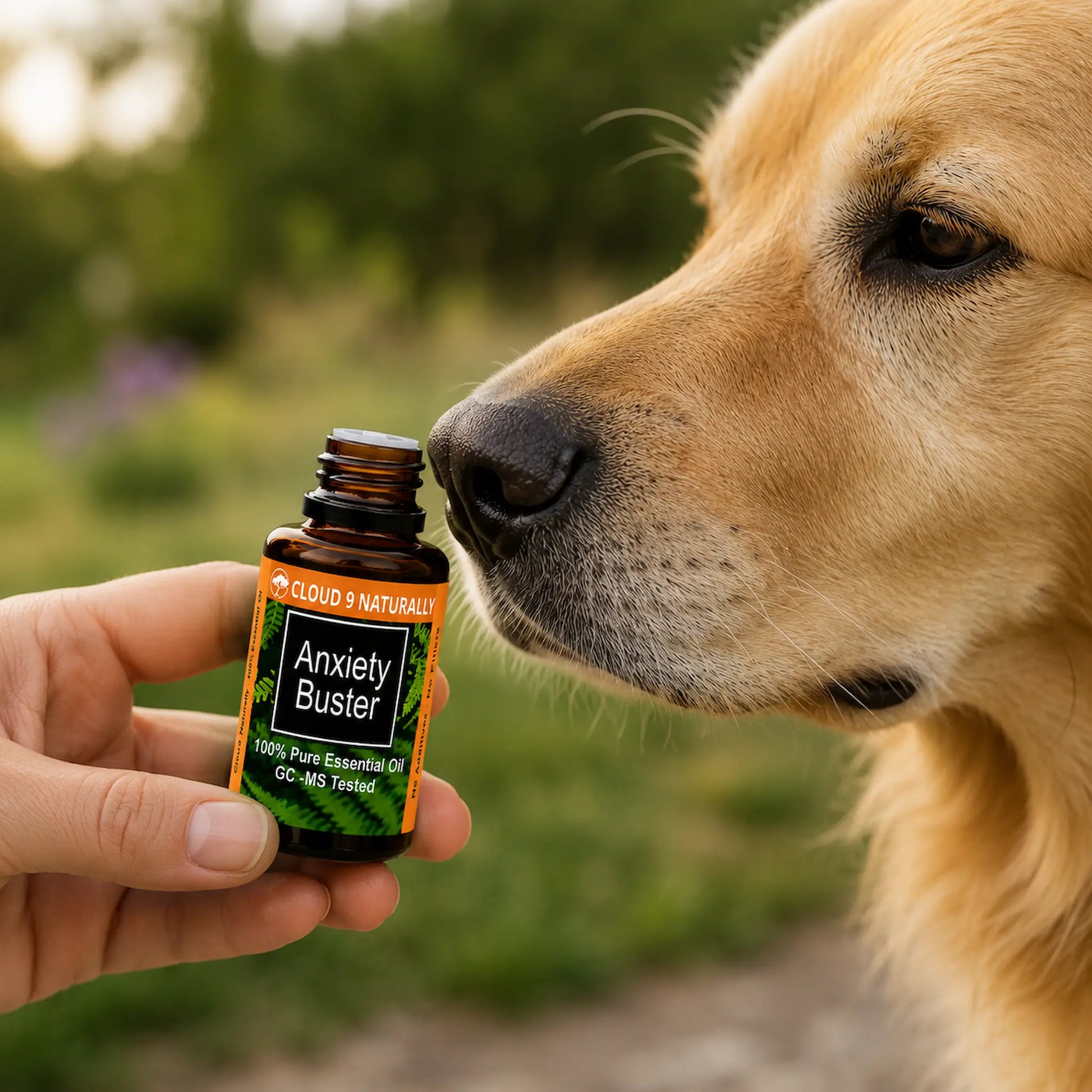 Dog  smelling Anxiety Buster