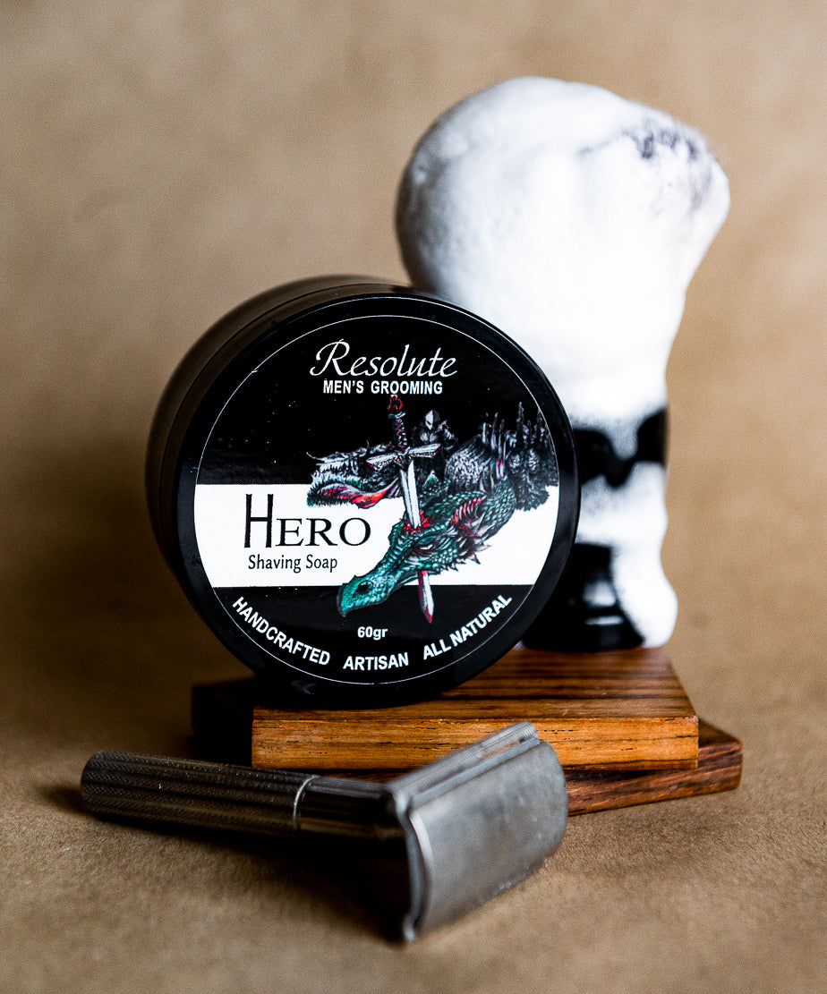 Hero shaing soap 60gr black plastic round container.