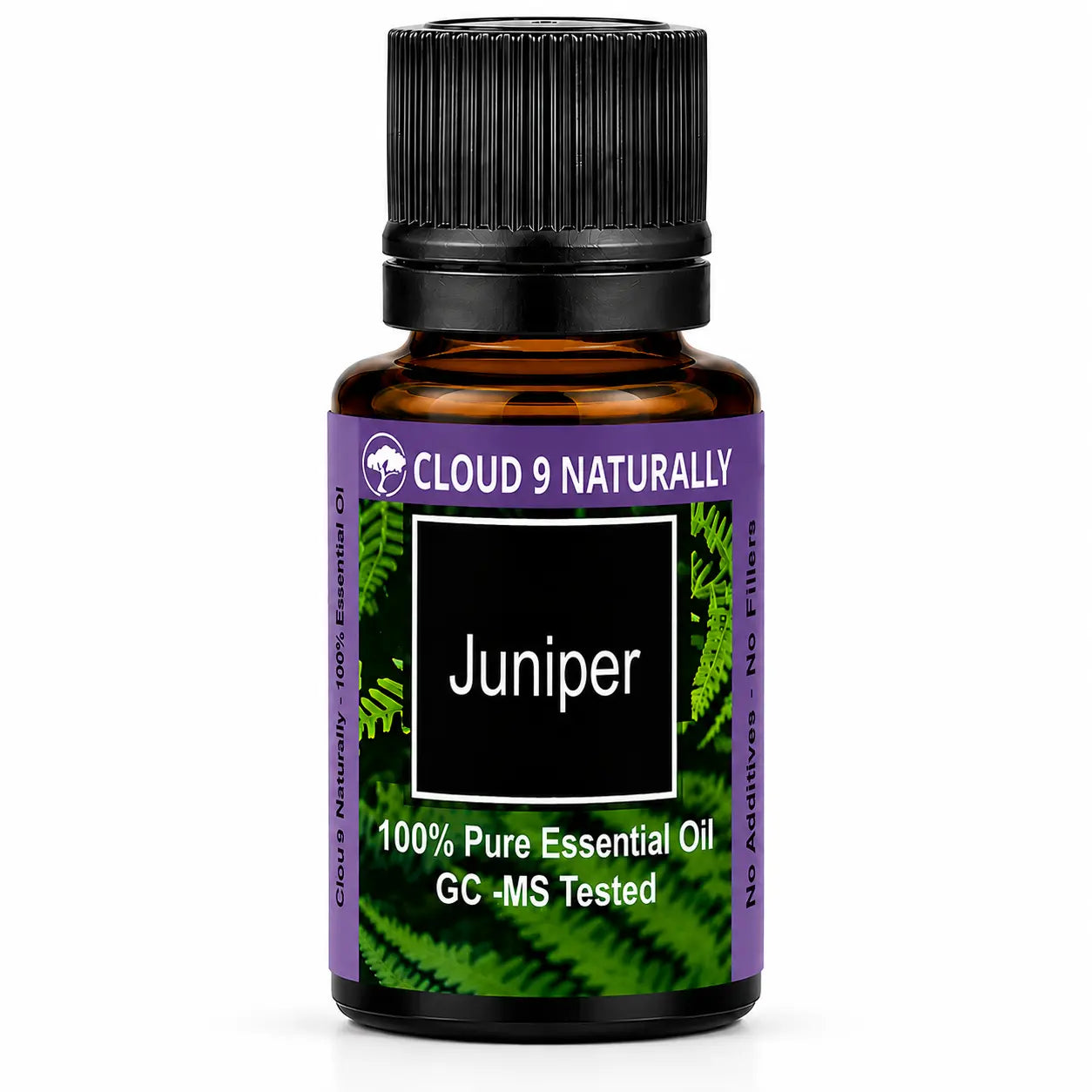 Juniper essential Oil on white background
