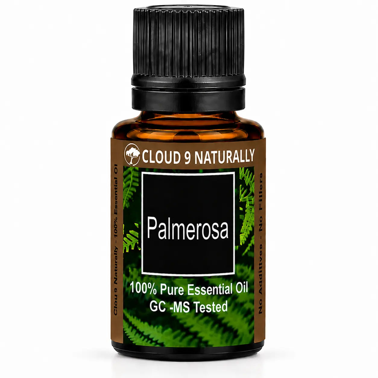 Palmerosa essential Oil on white background