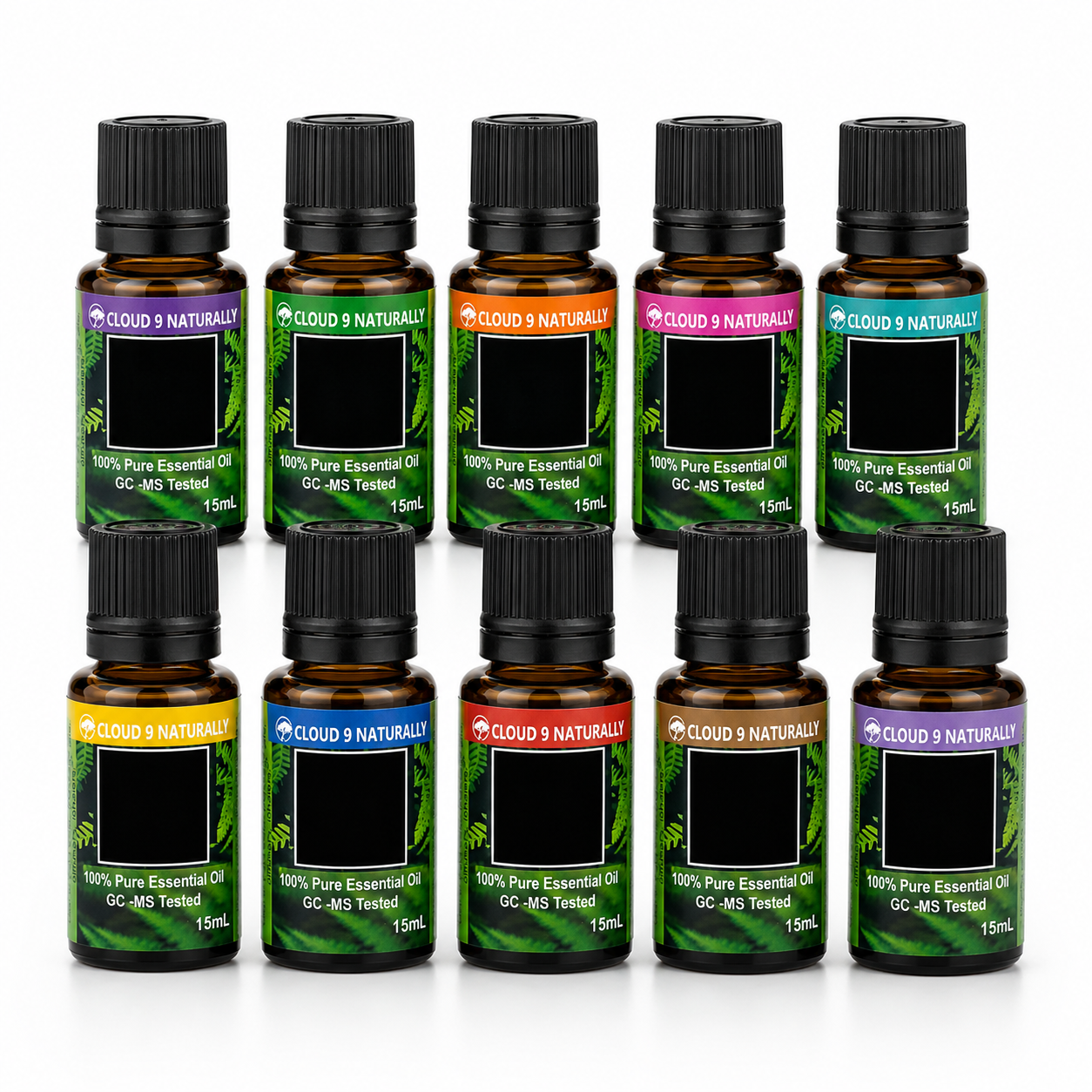 Set of 10 bottles of essential oil