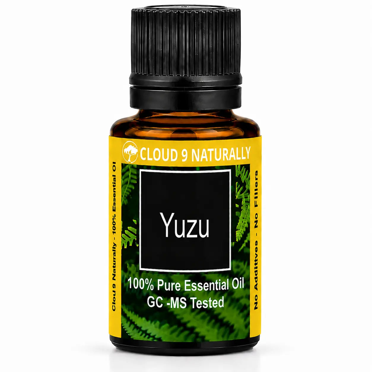 Yuzu essential Oil on white background