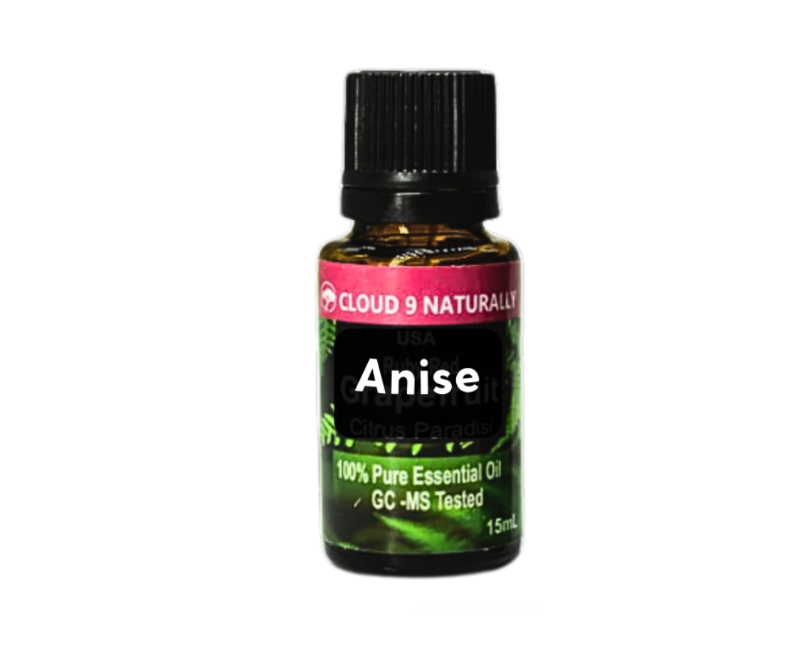 Anise Essential oil 15ml in amber bottle.