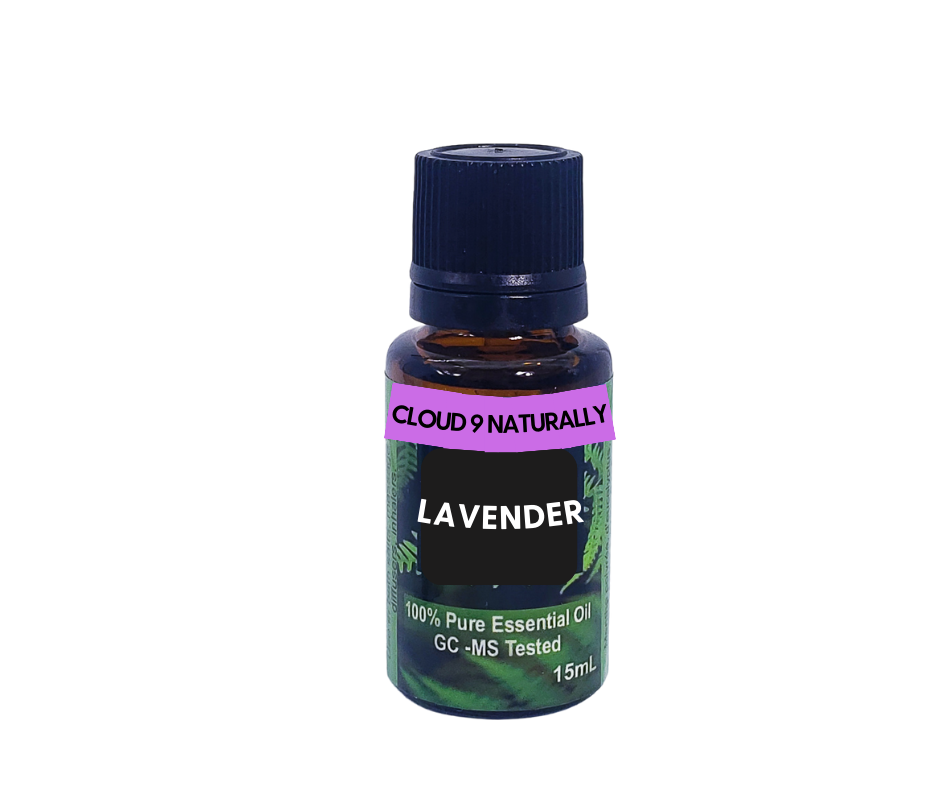 Lavender essential oil 15ml amber bottle.