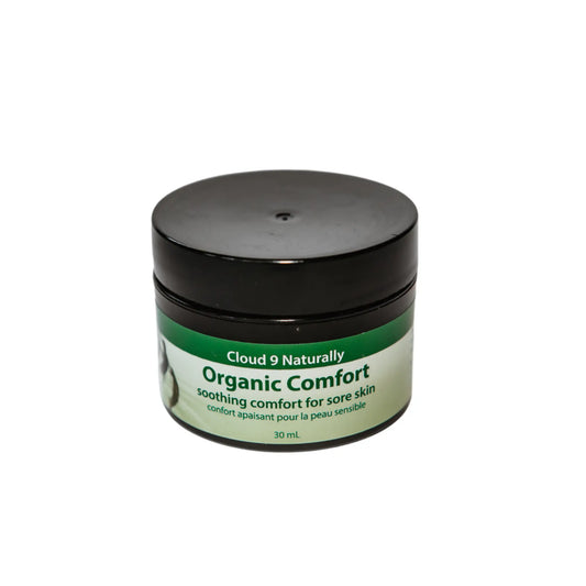 Jar of Cloud 9 Naturally Organic Comfort on a white background