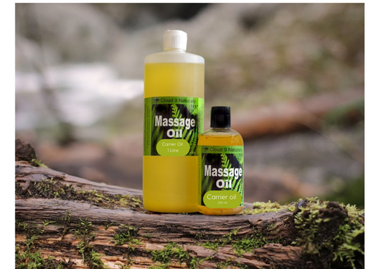  massage oil 1 litre clear plasticwith a white flip top and a 250ml plastic clear bottle.